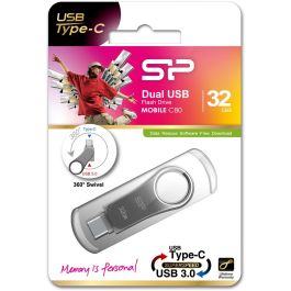 Silicon Power USB-Stick C80 32GB USB3.0 Plateado Tipo C-Ready Dual USB-A/USB-C