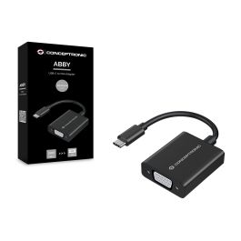 Conceptronic Adaptador USB Tipo C a VGA Macho, Soporta 1080p 60Hz, Carcasa Aluminio, Negro