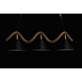 DKD Home Decor Lámpara de Techo Negra y Natural Metal y Cuerda 18 x 20 x 85 cm