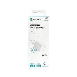 eSTUFF INFINITE Cargador de Pared USB-C con Power Delivery (PD) 30W GaN para Smartphones y Tablets - Blanco - 98% Plástico Reciclado eSTUFF INFINITE Cargador de Pared USB-C con Power Delivery (PD) 30W GaN para Smartphones y Tablets - Blanco - 98% Plástico Reciclado