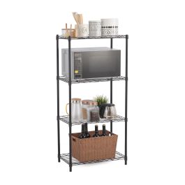 Inde Estantería Metálica 4 Niveles Negra, 56 x 35 x 120 cm (2 Unidades)