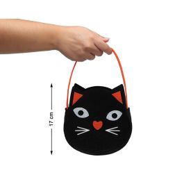 Cesta de Fieltro Gato Negro 17 cm con Asa Naranja para Caramelos Halloween - Decoración y Bolsa Truco o Trato Precio: 1.49999949. SKU: B1KBBMJEXM