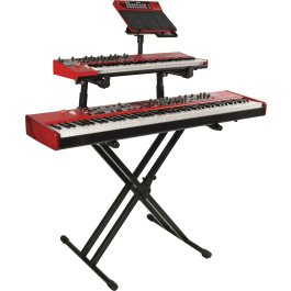 Quiklok Soporte Teclado QL742 Doble Perfil 2 Niveles Formato X Ajustable Altura Negro