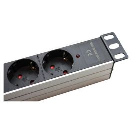 MicroConnect Regleta Rack 19'' Schuko sin Interruptor, 16A, 1U, 3500W, Aluminio, Cable 2m
