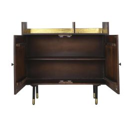 Estantería DKD Home Decor Negro Dorado Metal Marrón oscuro Madera de mango 4 Estantes (90 x 35 x 200 cm)