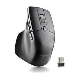 NGS Ratón Inalámbrico Recargable Multidispositivo HIT-RB Negro - 2.4GHz, Bluetooth, 6 Botones, Ergonomico para Diestros