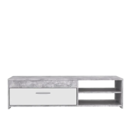 PILVI Mueble de Televisión Moderno Hormigón Blanco y Gris Claro Ancho 120 cm Profundidad 42,1 cm Alto 31,8 cm