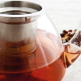 Quid Tetera de Vidrio Serenia con Filtro Inoxidable 1 L - Transparente, 3 Piezas, Ligera y Resistente, Apta Lavavajillas y Microondas