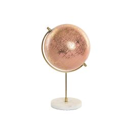 DKD Home Decor Globo Terráqueo Urban, Rosa y Blanco, de 18x18x30 cm, con Base de Mármol y Estructura de Hierro