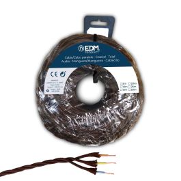 Edm Carrete cable paralelo textil trenzado h05v-k 3x1 mm² marrón, 25 m