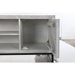 DKD Home Decor Mueble TV Blanco Mango y Metal 130 x 40 x 55 cm