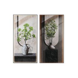 Lienzo Home ESPRIT Verde Beige Oriental Jarrón 80 x 3 x 160 cm (2 Unidades)