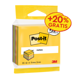 Post-It CUBO 325+65 HOJAS NOTAS ADHESIVAS 76X76MM COLORES SURTIDOS EMBLISTADO INDIVIDUAL 2014-UCP 7100172397