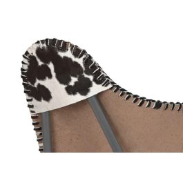 DKD Home Decor Sillón Colonial Marrón Oscuro Crema Piel y Hierro 70 x 90 x 70 cm