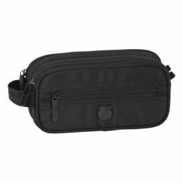 FC Barcelona Bolsa de Accesorios y Cables para Portátil Safta Oficial Negra - Estuche Organizador de Viaje y Escritorio Resistente 21x8x10 cm