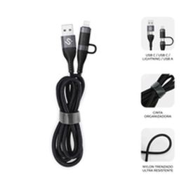 Subblim SUBCAB-4IN101 Cable USB 4 en 1 (USB-A/C a C/Lightning) Carga Rápida 60W 480Mbps 1m Negro Nylon Trenzado