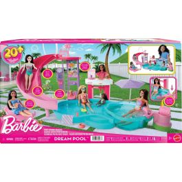 Barbie JFP01 Piscina de ensueño con tobogán y jacuzzi, más de 20 accesorios