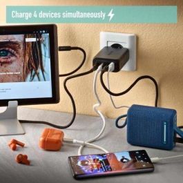 NGS BUD140W Cargador de Pared Ultrarrápido 140W GaN con 4 Puertos (3x USB-C PD3.1, 1x USB-A QC3.0) para Portátiles, Smartphones, Tablets