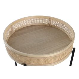 DKD Home Decor Macetero Scandi Natural Negro Ratán Metal 43 x 43 x 46 cm