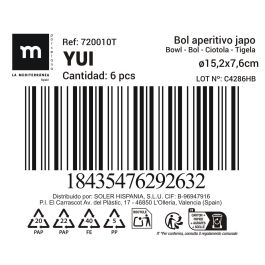 La Mediterranea Bol Aperitivo Japonés Ø15.2 x 7.6 cm Reactivo "Yui" (18 Unidades)