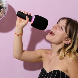 Party Time Altavoz Micro Karaoke Inalámbrico con Batería, Luces LED Multicolor y 5 Efectos de Voz