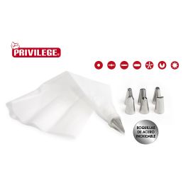 Privilege Manga Pastelera con 7 Boquillas - 20 cm (24 Unidades)