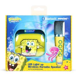 OTL Technologies Altavoz Karaoke Inalámbrico LED Bob Esponja con Micrófono Bluetooth para Niños y Adultos, Compatible con Smartphones y Tablets