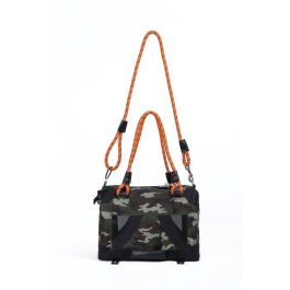 Bolsa de transporte - M PETS - REMIX 2 en 1 Camuflaje y Naranja - 41 x 28 x 28 cm - Plegable - Ligera - Arnés con cinturón