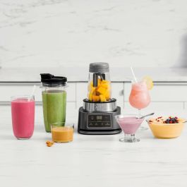 Ninja CB100EU Batidora de Vaso Foodi Standmixer 0.7L con Función de Impulso y Picahielos 1100W Negro/Acero Inoxidable