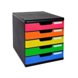 Exacompta Fichero Cajones Sobremesa Iderama Arlequin 5 Cajones Multicolor 350x288x320 mm