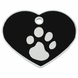 Placa identificativa para collar Imarc Heart Negro Plateado