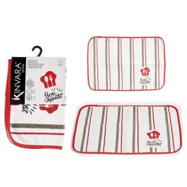 Mantel Individual Rizo Bon Appetit Kinvara 33x48 cm - Rojo/Blanco, 30% Poliéster 70% Algodón (24 Unidades) Precio: 23.50000048. SKU: S3609343