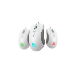 Newskill Eos Ivory - Ratón Gaming RGB, 16000 DPI, 7 Botones Programables, Diseño Ambidiestro y Ergonómico, Cable USB, Blanco Marfil