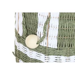 DKD Home Decor Cesta Tropical Set de 2 (2 Unidades) Verde Crema Fibra 36 x 36 x 36 cm