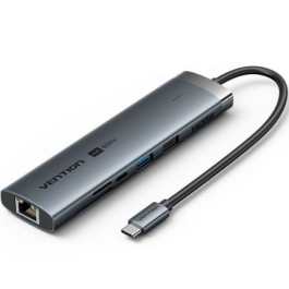 Vention Docking Station USB-C TGUHB con HDMI, RJ45, 2xUSB, 1xUSB-C PD 100W, Lector Tarjetas Gris Precio: 33.59000051. SKU: B1HCCWRRDZ