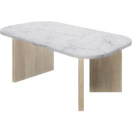 Mesa de centro ovalada - QUARTZ - Imitación mármol blanco - Patas gruesas de roble - 105 x 58 x 39 cm - DIAGONE Precio: 125.49999968. SKU: B1D8CDQ7C9