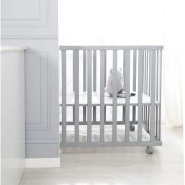 Roba ROB4005317315416 Parque infantil plegable Little Stars 75x100 cm Altura regulable Madera lacada gris topo con estrellas y ruedas freno