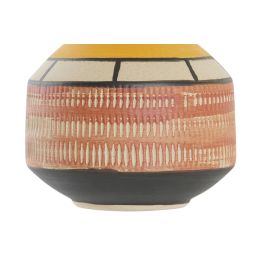 DKD Home Decor Jarrón Boho Terracota Multicolor Cerámica 13.4 x 15.6 x 13.4 cm (2 Unidades)