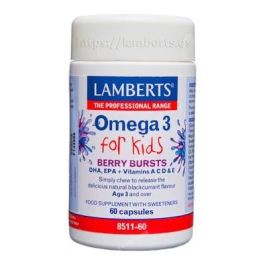 LAMBERTS Omega 3 Niños con DHA, EPA y Vitaminas A, D3, E, C – Suplemento de Aceite de Pescado 60 Cápsulas Precio: 22.4999995. SKU: B1HQT543PN