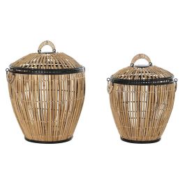 Cesta Ropa Balines DKD Home Decor Natural Negro 48 x 55 x 48 cm Set de 2