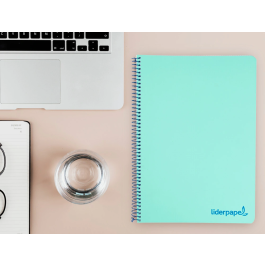 Liderpapel Cuaderno Espiral A4 Wonder Tapa Plástico 80 Hojas 90gr Cuadro 4mm Margen Verde Pastel
