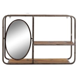 DKD Home Decor Estantería de Diseño Loft con 2 Estantes de Madera y Metal, Marrón Oscuro / Negro (Alto 50 x Ancho 73 x Profundo 19 cm)