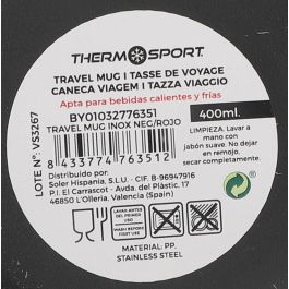 Thermosport Travel Mug 400ml Acero Inoxidable con dimensiones 8 x 17 x 12 cm (12 Unidades)