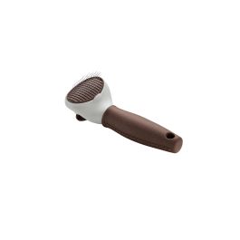 Hunter Cepillo Cardar Autolimpiable para Perros Talla S, Púas Acero Inoxidable. Elimina Pelo Muerto y Subpelo, Mango Ergonómico Marrón.