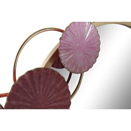 DKD Home Decor Espejo Moderno con Diseño de Círculos en Rosa Oscuro, Dorado y Blanco, Estructura de Metal 116x71x8 cm