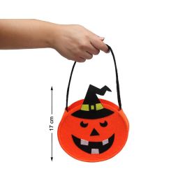 Cesta de Fieltro Calabaza Naranja 17 cm con Asa Negra para Recoger Caramelos Halloween Precio: 1.49999949. SKU: B1BW6AV27W