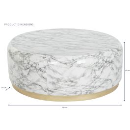DKD Home Decor Mesa Centro Moderno Blanco Dorado 119 x 119 x 45 cm