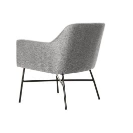 DKD Home Decor Sillón Scandi Gris Claro y Negro de Poliéster y Metal 62 x 76.5 x 66 cm, Altura Asiento 46 cm