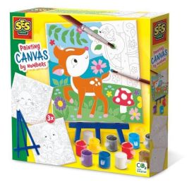 Ses Creative SES8710341147860 Set de Pintura por números sobre lienzo con diseño de 3 animales del bosque, actividad artística infantil Precio: 24.50000014. SKU: B15ZA3C37V