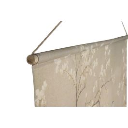 DKD Home Decor Lienzo Oriental Cerezo Aves Lino Amarillo Blanco 2.5 x 125 x 145 cm (4 Unidades)